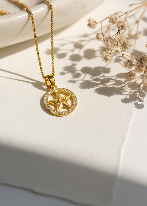 Niluk White Rhodium Star Pendant Necklace