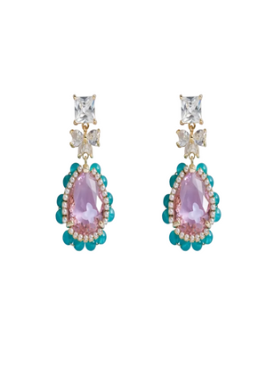 Niluk Pink Crystal Butterfly Earrings