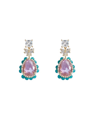 Niluk Pink Crystal Butterfly Earrings
