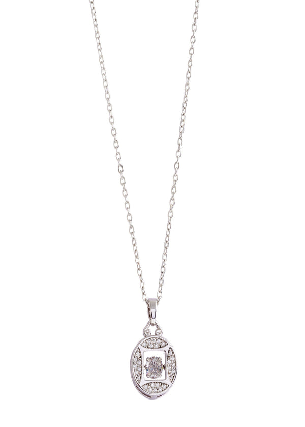 Niluk Gold-Plated Round Crystal Pendant Necklace