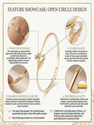 Niluk Gold-Plated Leaf Sparkle Kada