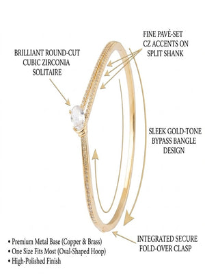 Niluk White & Gold Solitaire Bangle
