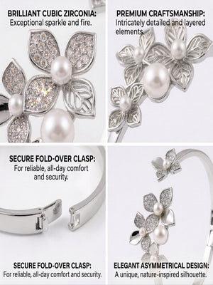 Niluk Gold Floral Pearl Kada