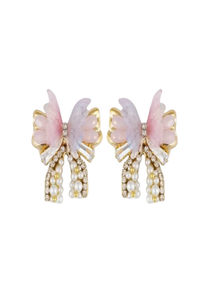 Elegant Butterfly Pearl Drop Earrings