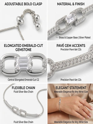 Niluk White & Rhodium Linked Elegance Bracelet
