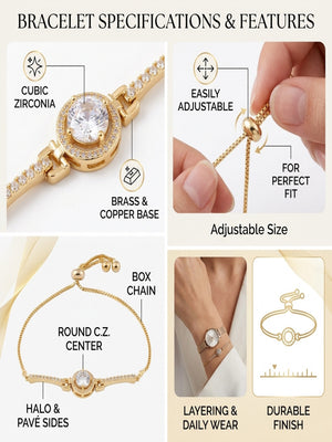Niluk White & Gold Solitaire Elegance Bracelet