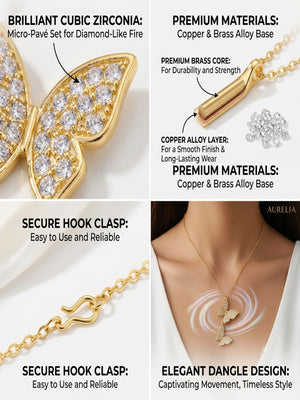 Niluk White & Gold Butterfly Pendant Necklace