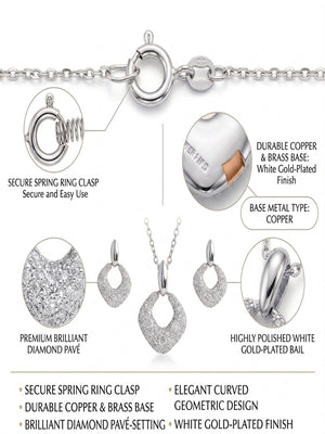 Niluk Gold-Plated Crystal Pendant Necklace with Matching Earrings