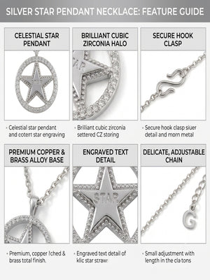 Niluk White Rhodium Star Pendant Necklace