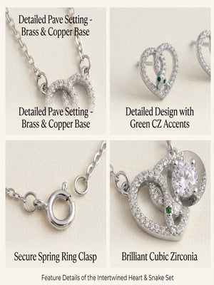 Niluk Gold-Plated Heart Pendant Necklace with Matching Earrings
