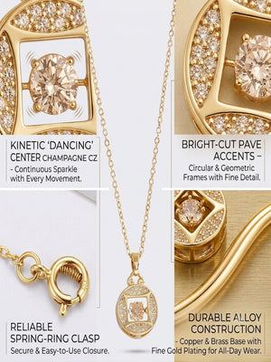Niluk Gold-Plated Round Crystal Pendant Necklace