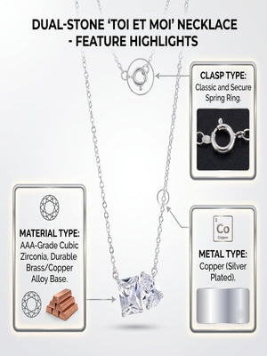 Niluk Gold-Plated Dual Crystal Pendant Necklace
