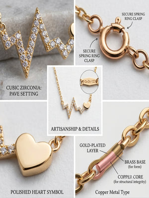 Niluk Gold-Plated Heartbeat Pendant Necklace