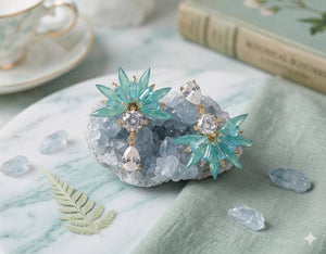 Niluk Elegant Blue Crystal Drop Earrings