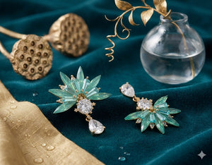 Niluk Elegant Blue Crystal Drop Earrings