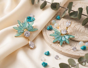 Niluk Elegant Blue Crystal Drop Earrings