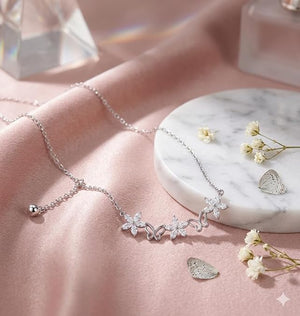 Niluk Elegant Gold-Plated Butterfly & Flower Necklace