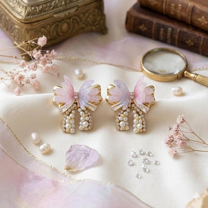 Elegant Butterfly Pearl Drop Earrings