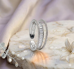 Niluk Gold Plated Triple-Row Band Design Adjustable Ring