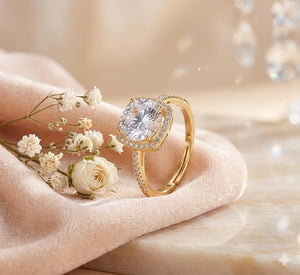 Niluk Elegant Solitaire-Style Gold Plated  Adjustable Ring