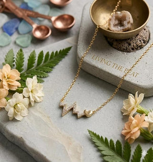 Niluk Gold-Plated Heartbeat Pendant Necklace