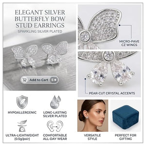 Niluk Rhodium Crystal Butterfly Studs