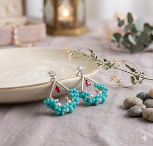 Niluk Turquoise Beaded Statement Earrings