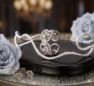 Niluk Elegant Rhodium-Tone Adjustable Ring