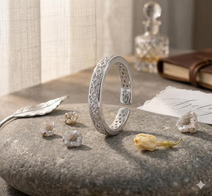 Niluk Elegant Rhodium-Plated Band Adjustable Finger Ring