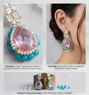 Niluk Pink Crystal Butterfly Earrings