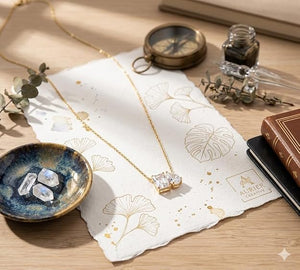 Niluk Gold-Plated Dual Crystal Pendant Necklace