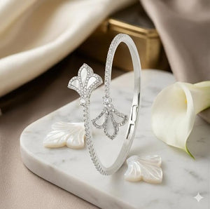 Niluk Gold-Plated White Enamel Kada