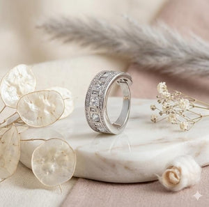 Niluk Luxurious Rhodium-Plated Designer Band  Adjustable Ring