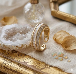 Niluk Elegant Rhodium-Plated Band  Adjustable Ring