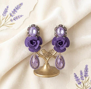 Niluk  Burgundy Crystal Statement Earrings