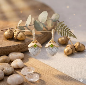 Niluk White Marble Drop Earrings