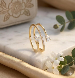 Niluk Stylish Gold-Plated Adjustable Ring