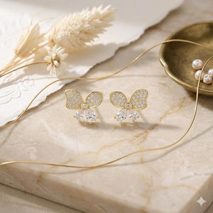 Niluk Rhodium Crystal Butterfly Studs