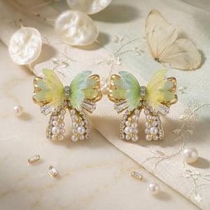 Elegant Butterfly Pearl Drop Earrings