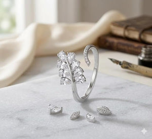Niluk Elegant Leaf Design Adjustable Gold Ring
