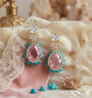 Niluk Pink Crystal Butterfly Earrings