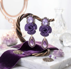 Niluk  Burgundy Crystal Statement Earrings