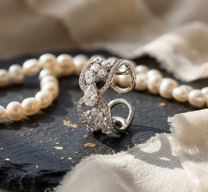 Niluk Elegant Rhodium-Tone Adjustable Ring