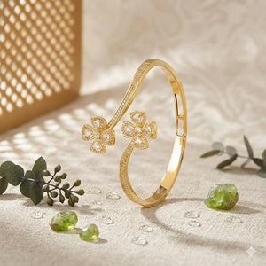 Niluk Gold-Plated Floral Bloom Kada