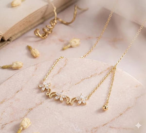 Niluk Elegant Gold-Plated Butterfly & Flower Necklace