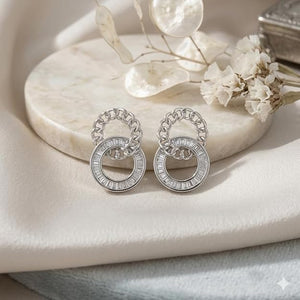 Niluk Rhodium Radiance Hoops Earrings for Women and Girls