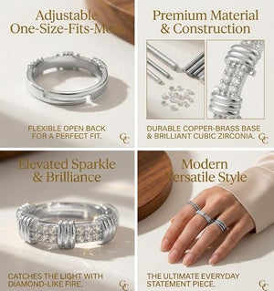 Niluk White Rhodium Elegant Band Ring