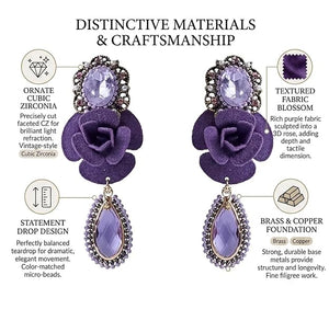Niluk  Burgundy Crystal Statement Earrings