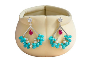 Niluk Turquoise Beaded Statement Earrings