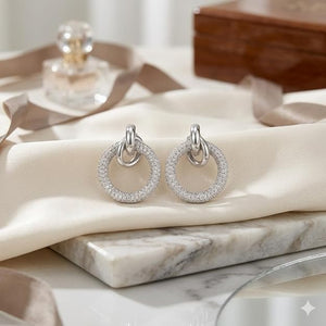 Niluk Rhodium Circle Sparkle Earrings